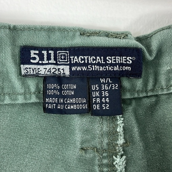 5.11 Tactical Series Cotton Canvas OD Green Cargo Utility Pants Mens 36x32 - Picture 3 of 16